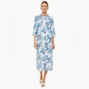 Tuckernuck Beaded Blue Floral Jamie Midi Dress